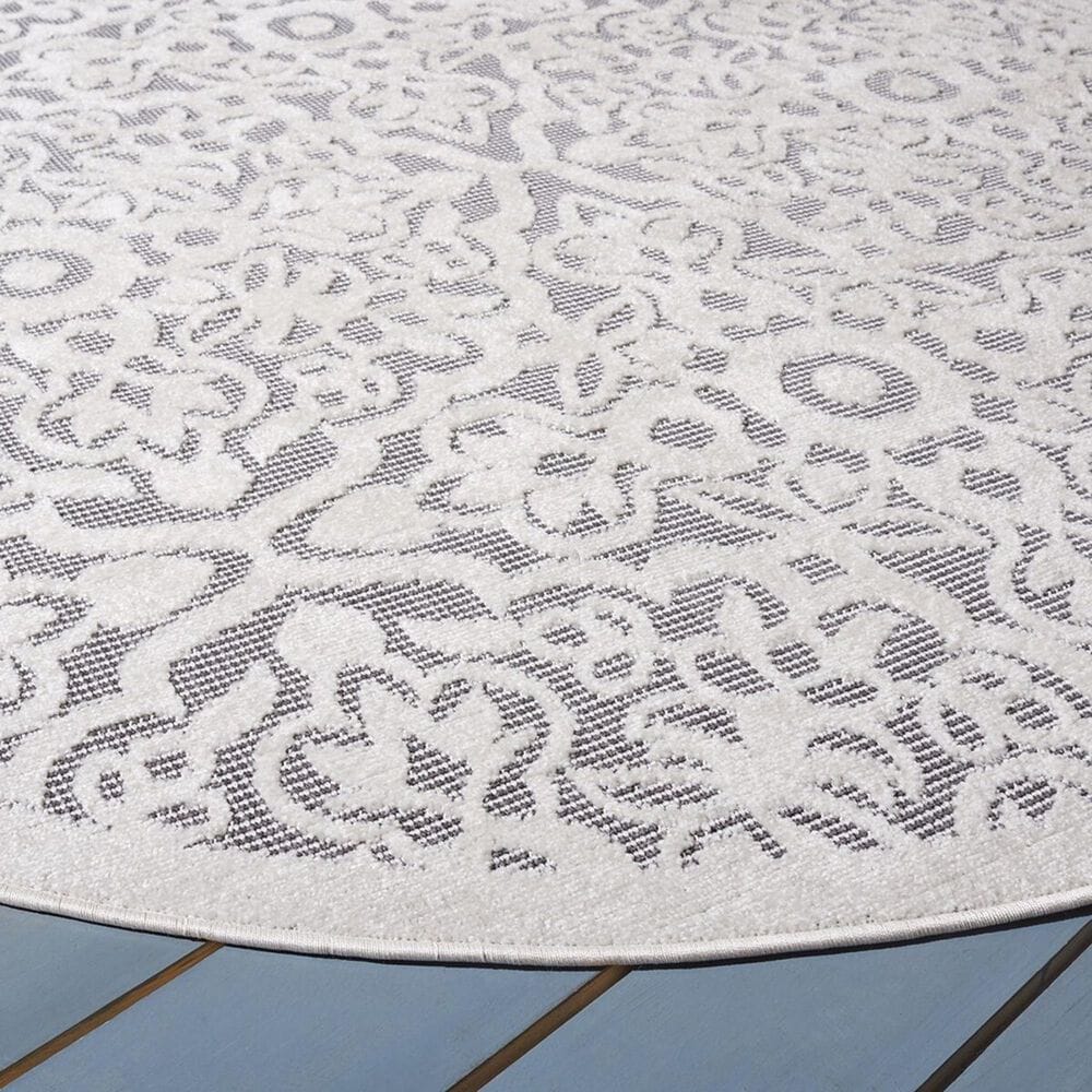 Safavieh Cabana CBN662A 8&#39; Round Ivory and Grey Indoor/Outdoor Area Performance Rug, , large