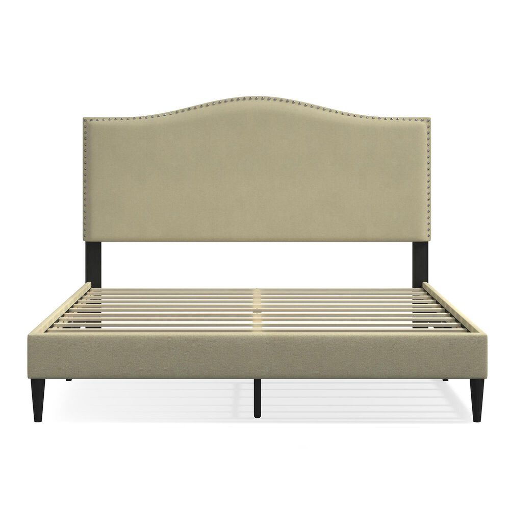 Glideaway Leighford Queen Upholstered Platform Panel Bed in Beige, , large