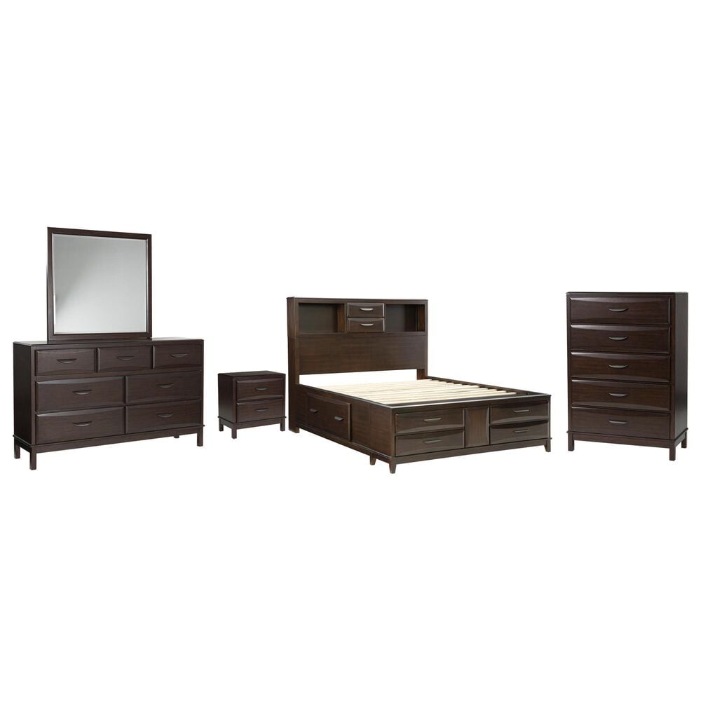 Ashley Vanmore 5-Piece Queen Storage Bedroom Set in Dark Brown, , large