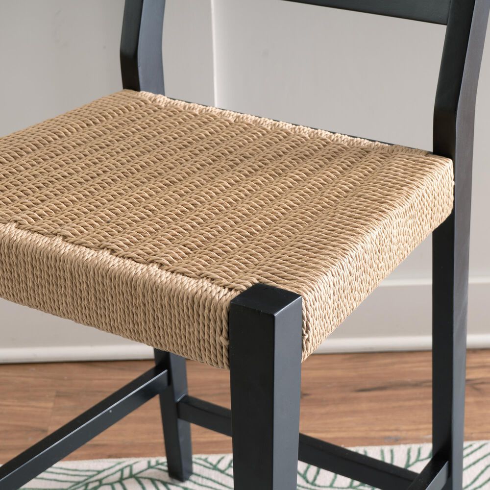 Linon Home Decor Cadence Counter Stool in Matte Black and Natural (Set of 2), , large