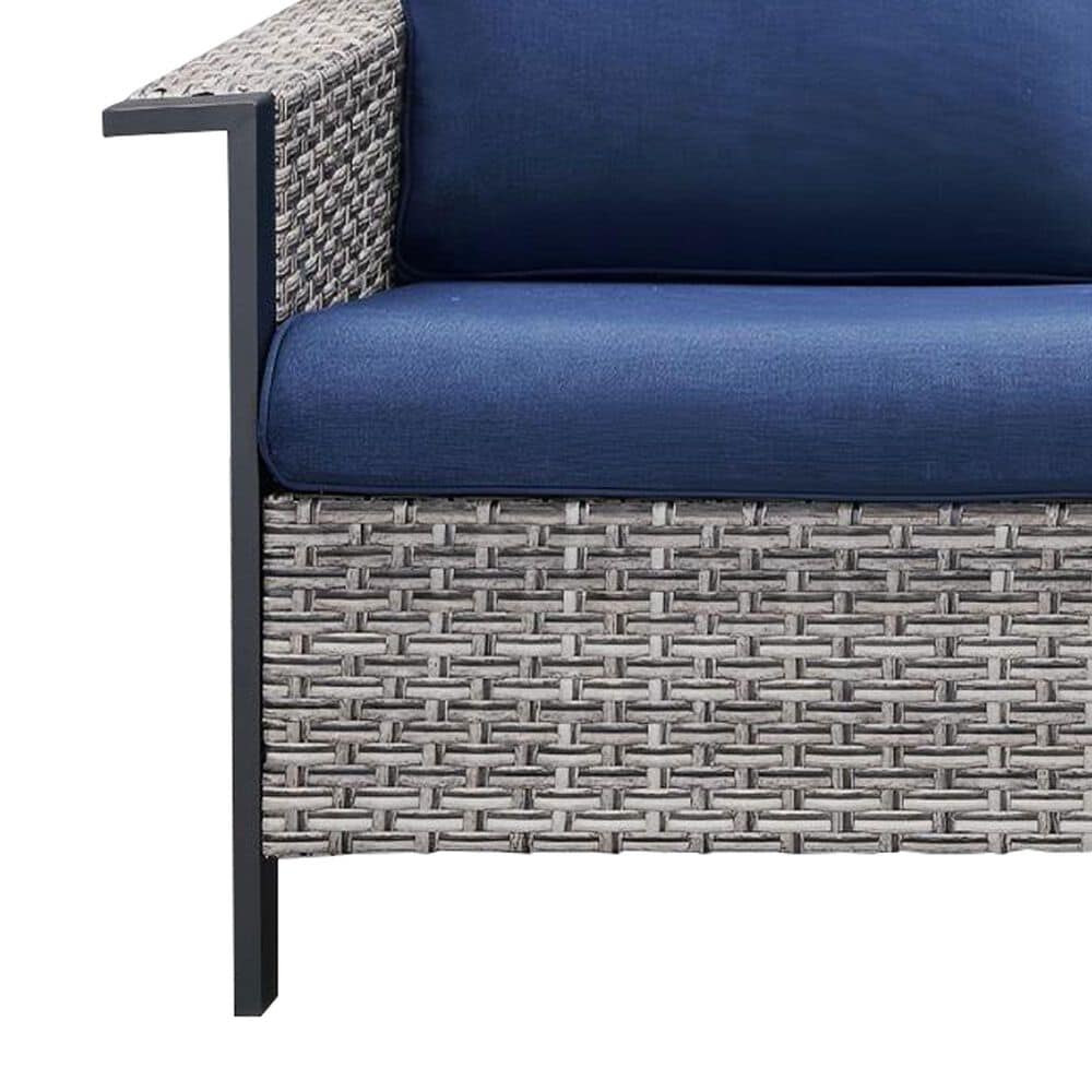 Sunwell Garden 5-Piece Patio Chat Set with Two Stationary Chairs in Navy, , large