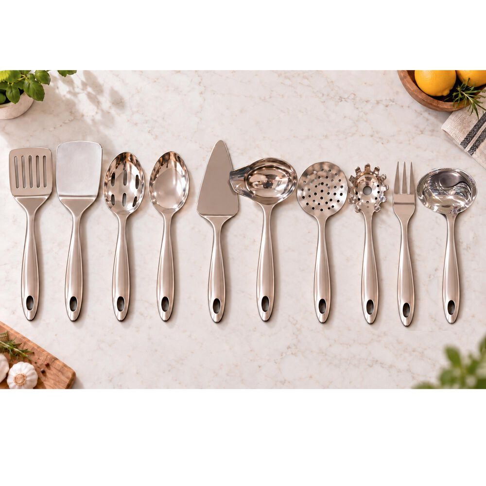 Housewares International 10-Piece Serving Set in Stainless Steel, , large