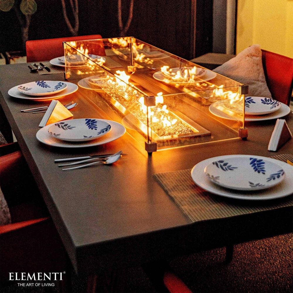 Elementi Fire Sonoma Rectangle Natural Gas Dining Fire Table in Gray and Natural, , large