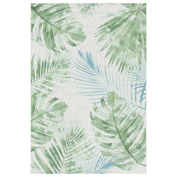 Safavieh Barbados Tropical Botanical  3"3" x 5" Green and Teal Indoor/Outdoor Area Rug, , large