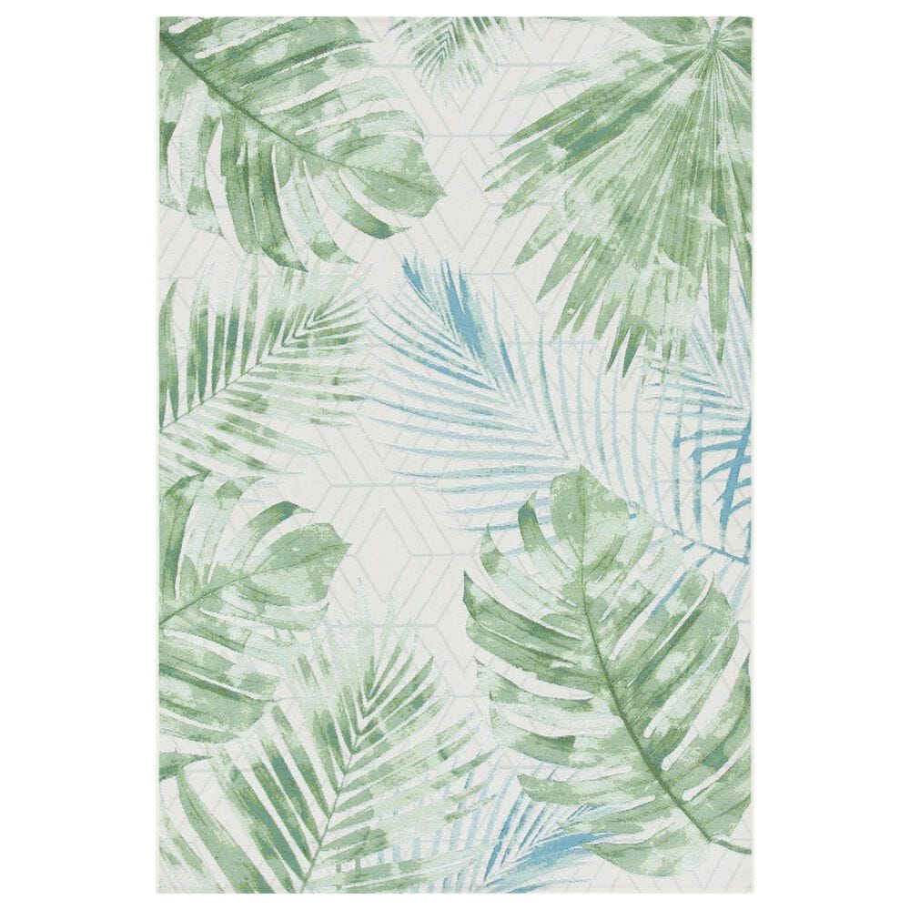 Safavieh Barbados Tropical Botanical 3"3" x 5" Green and Teal Indoor/Outdoor Area Rug, , large