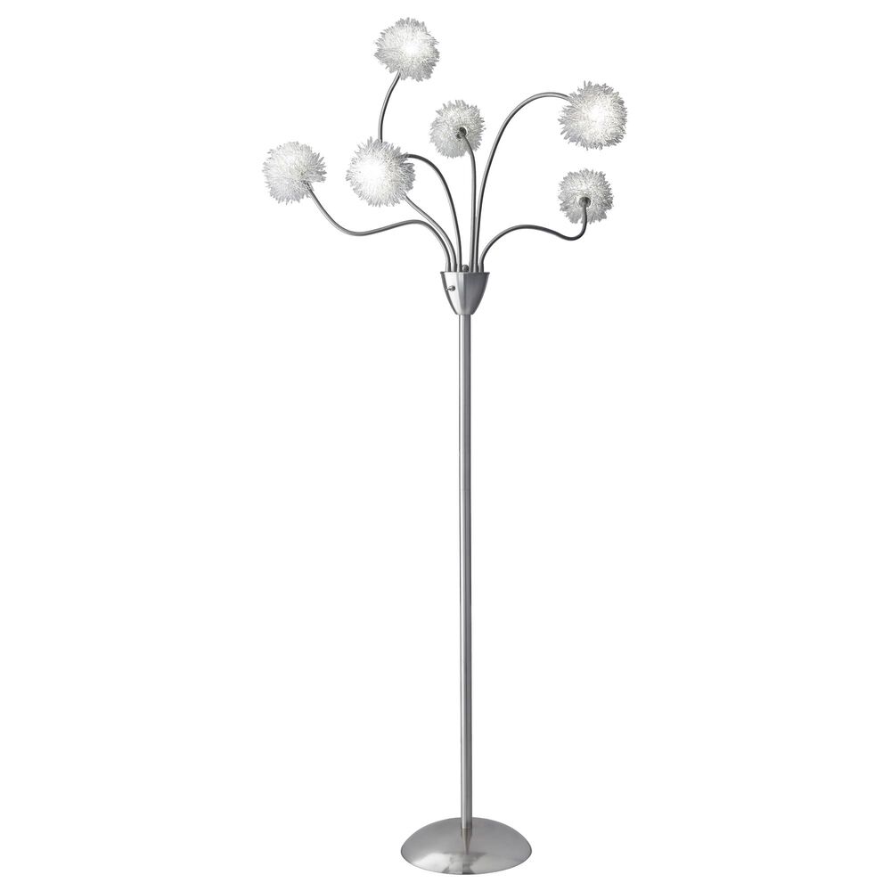 Adesso Pom Pom LED Floor Lamp in Brushed Steel, , large
