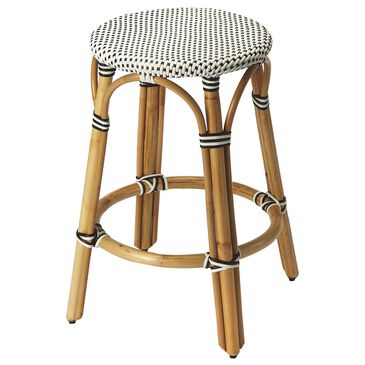 Butler Tobias Counter Stool in Black and White Rattan, , large