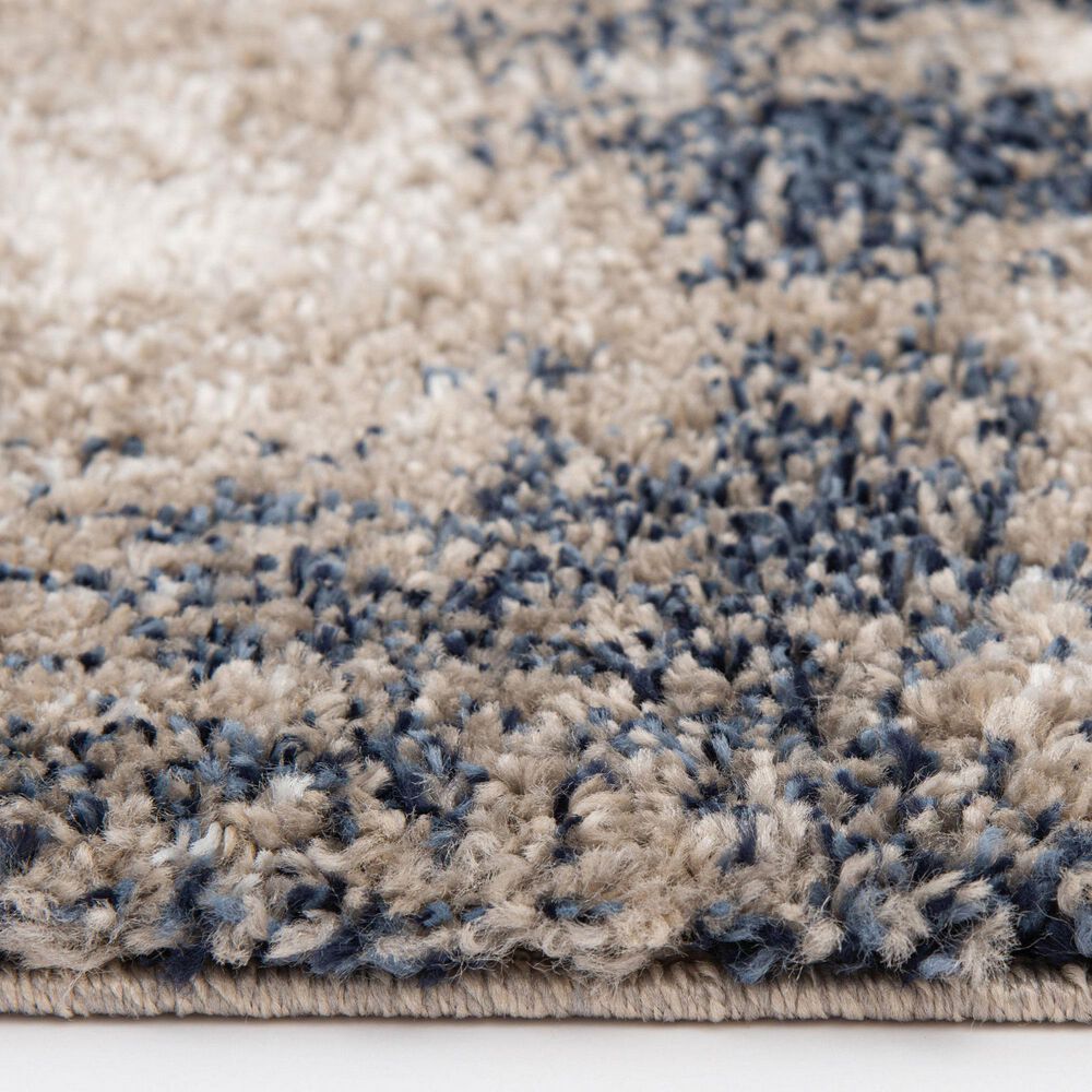 Central Oriental Tulsa Brunsville 7&#39;10&quot; x 9&#39;10&quot; White Sand and Blue Navy Area Rug, , large