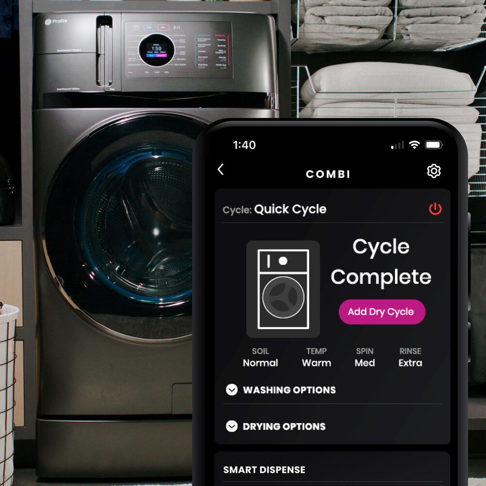GE Profile 4.8 Cu. Ft. Ultra Fast Combo Washer/Dryer with Heat Pump In Slate, , large