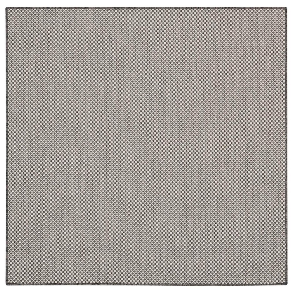 Nourison Courtyard Ivory and Charcoal 4&#39; Square Indoor/Outdoor Area Rug, , large