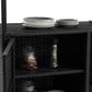 Hearth and Haven Patio Bar Cart with Glass Top and Storage Cabinet in Black, , large