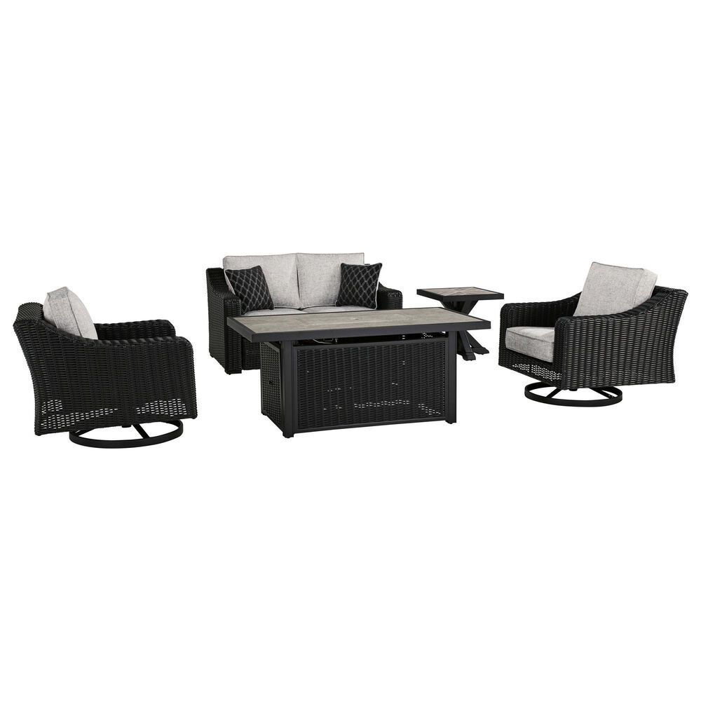 Ashley Beachcroft 5-Piece Fire Pit Conversation Set in Light Gray, , large