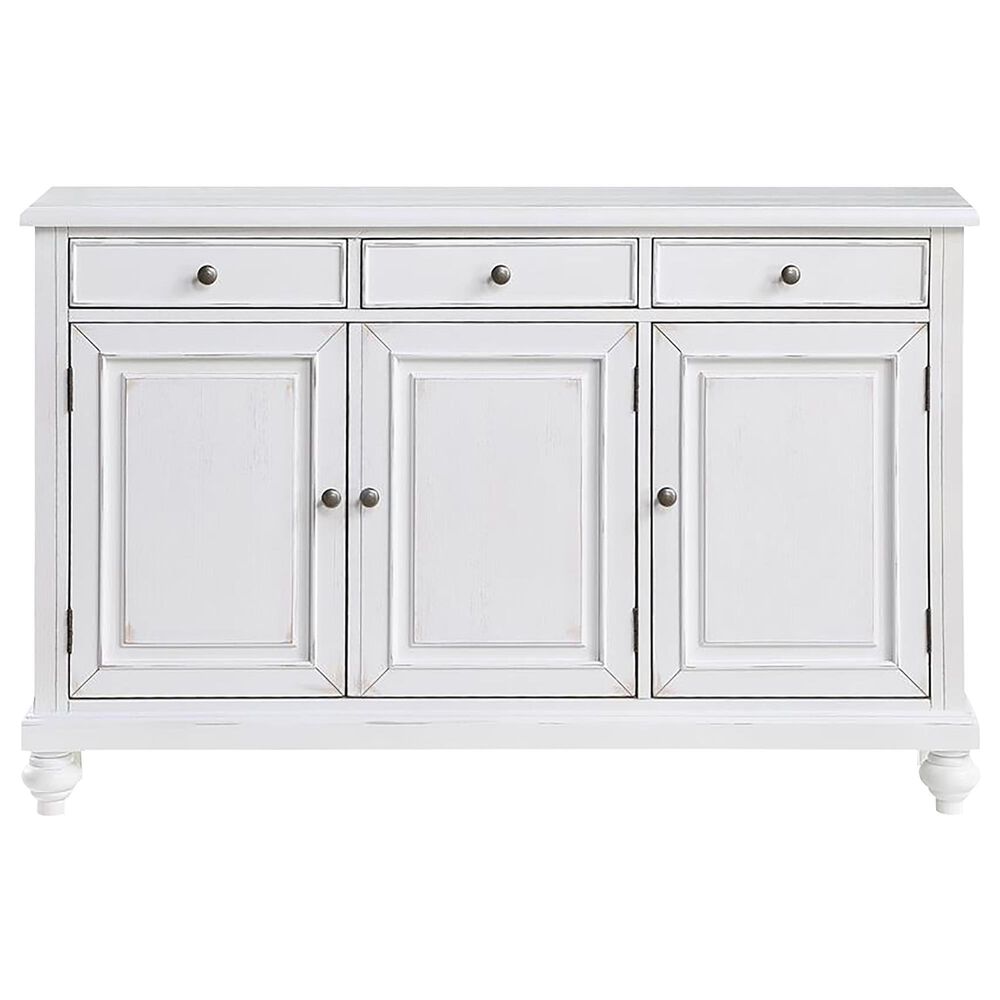Shell Island Furniture 3-Drawer 3-Door Credenza in Dove White Rub, , large