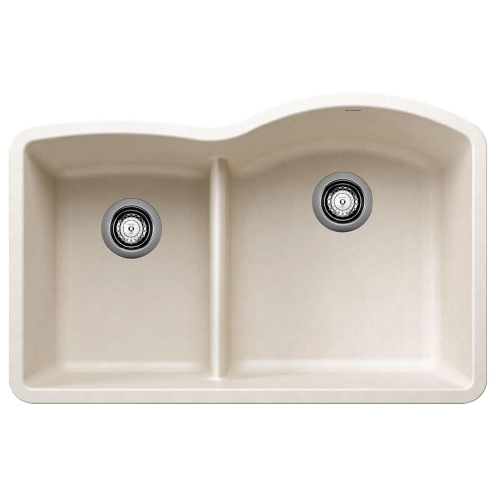 Blanco Diamond 1-3/4 Reverse Double Bowl Low Divide Kitchen Sink in Soft White, , large