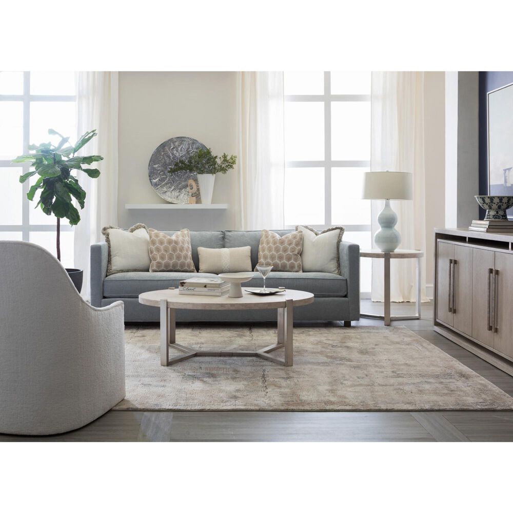 Artistica Metal Denizen Coffee Table in White and Champagne Silver, , large