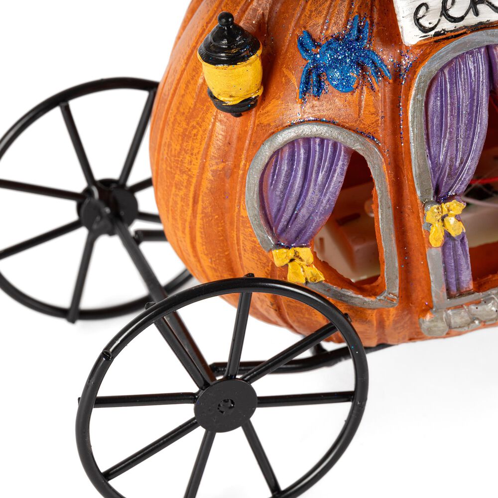 The Gerson Company 2-Piece B/O Lighted Resin and Metal Halloween Pumpkin Carriage Set in Assort, , large