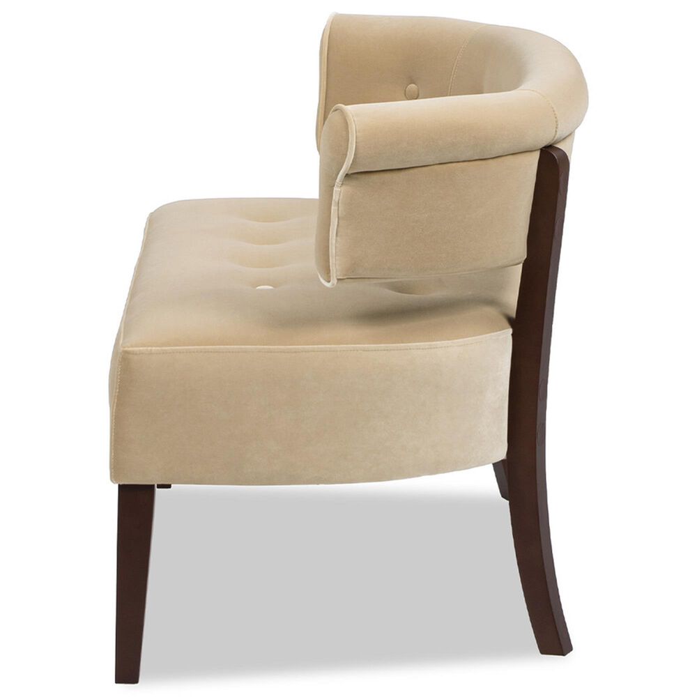 Jennifer Taylor Home Jared Bench Settee in Fawn Brown Velvet, , large