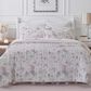 Revman Breezy Floral 3-Piece King Quilt Set in Pastel Grey, , large