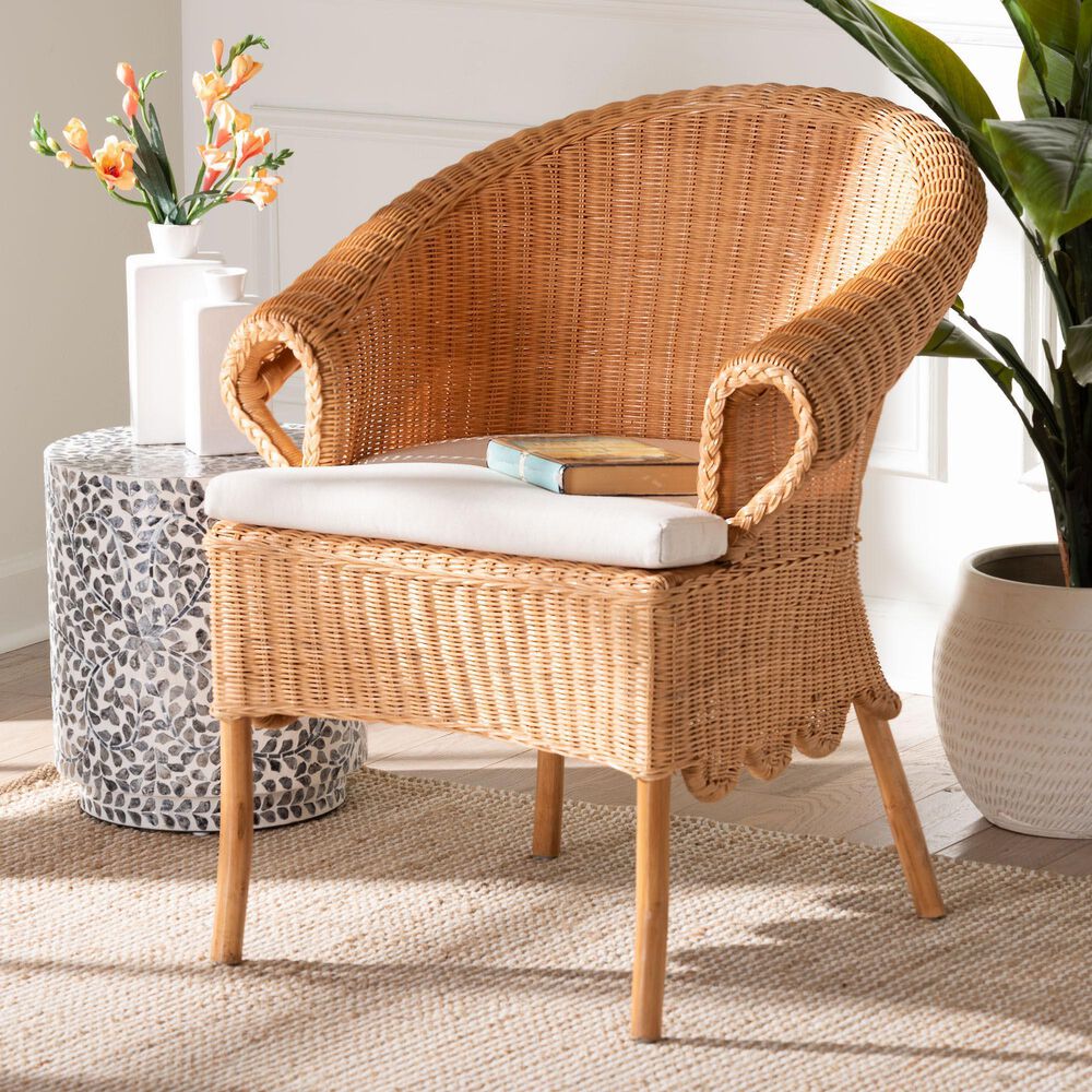 Baxton Studio Tamara Arm Chair in Light Honey, , large