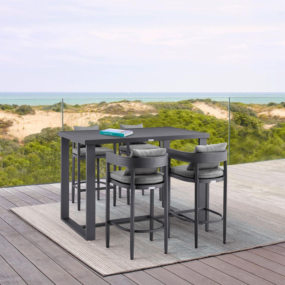Armen Living Menorca Patio Bar Stool in Dark Gray, , large