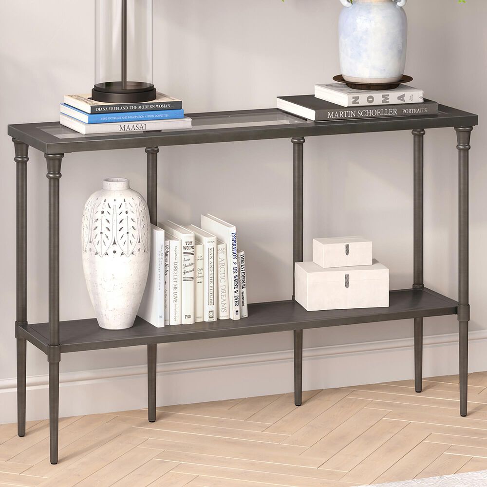 Hudson and Canal Dafna Console Table in Aged Steel | NFM