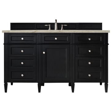 James Martin Brittany 60" Single Bathroom Vanity in Black Onyx with 3 cm Siberian Silestone Top and Rectangular Sink, , large