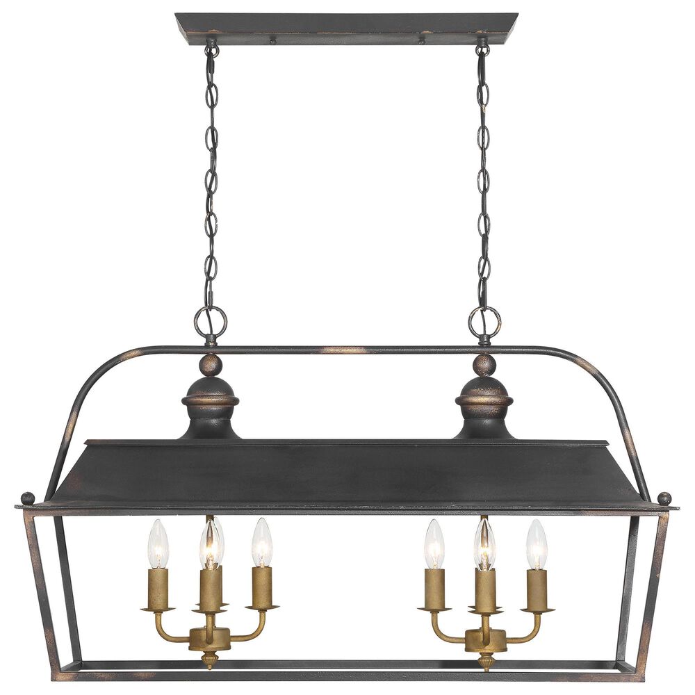 Golden Lighting Christoff 8-Light Linear Pendant in Antique Black and Gold, , large