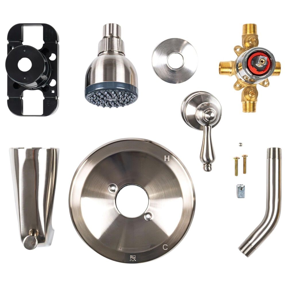 MS International 1-Handle 1-Spray Tub/Shower Faucet with Pressure Balance Valve in Brushed Nickel, , large
