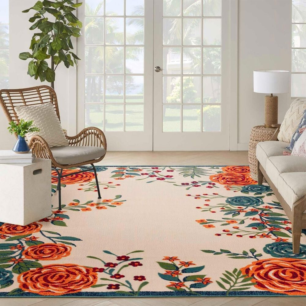 Nourison Aloha ALH32 10&#39; x 14&#39; Ivory and Multicolor Indoor/Outdoor Area Rug, , large