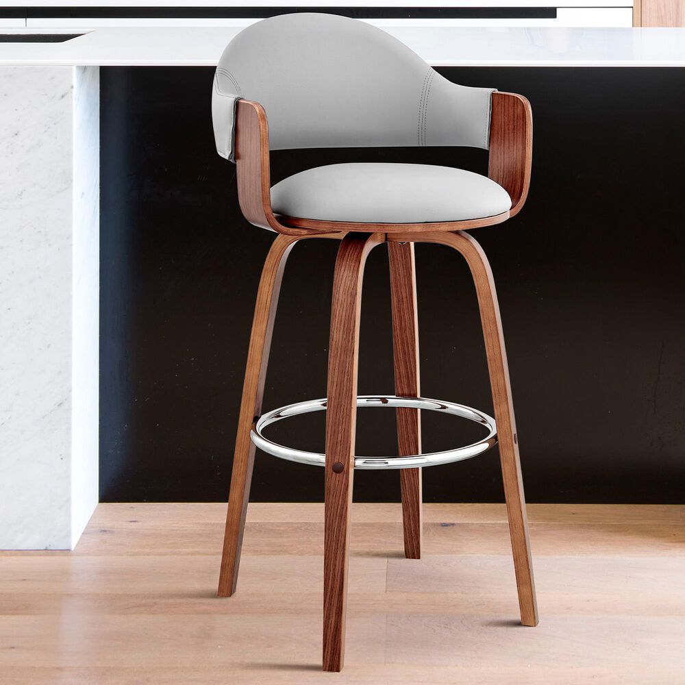 Blue River Daxton 26&quot; Swivel Counter Stool in Gray and Walnut, , large