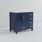 Lexora Home Jacques 36" Left Offset Single Bathroom Vanity in Navy Blue with 2 cm White Carrara Marble Top and Rectangular Sink, , large