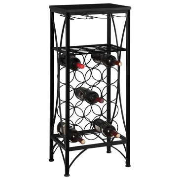 Monarch Specialties 40" Home Bar with Wine Bottle and Glass Rack In Black, , large