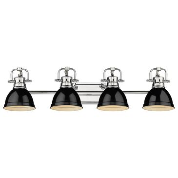 Golden Lighting Duncan 4-Light Bath Vanity with Black Shade in Chrome, , large