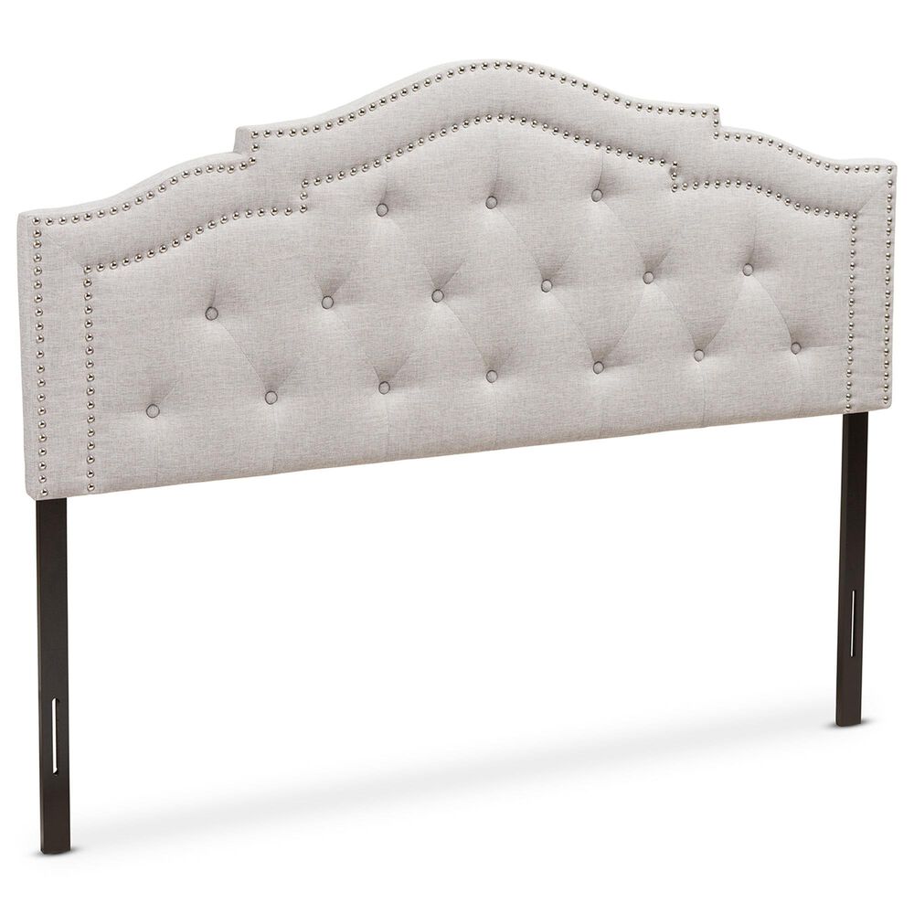 Baxton Studio Edith Full Upholstered Panel Headboard in Greyish Beige, , large