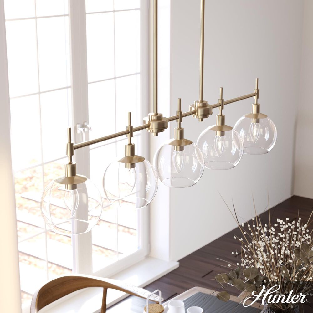 Hunter Xidane 5-Light Linear Chandelier in Alturas Gold, , large