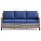 Sunwell Garden 30"H 3-Seater Outdoor Sofa with Navy Cushions in Gray, , large