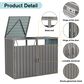 Hearth and Haven Outdoor Metal Garbage Bin Shed for 2 Trash Cans with Lockable Doors in Gray, , large
