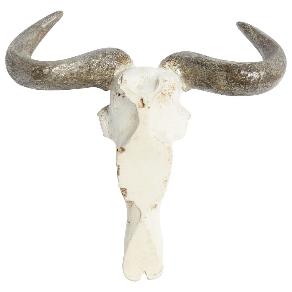 Maple and Jade 12&quot; x 16&quot; Farmhouse Cow Skull Wall Decor in White and Brown, , large