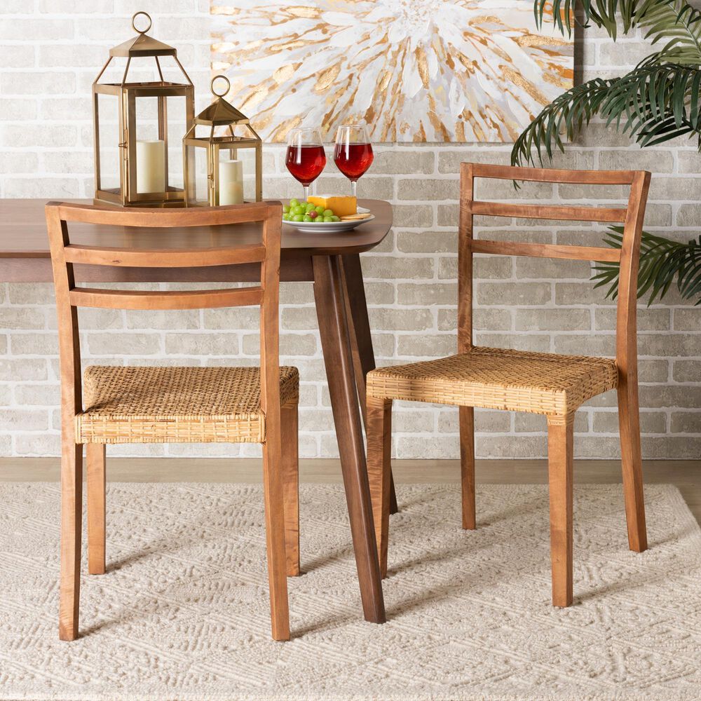 Baxton Studio Arthur Side Chair in Walnut Brown (Set of 2), , large