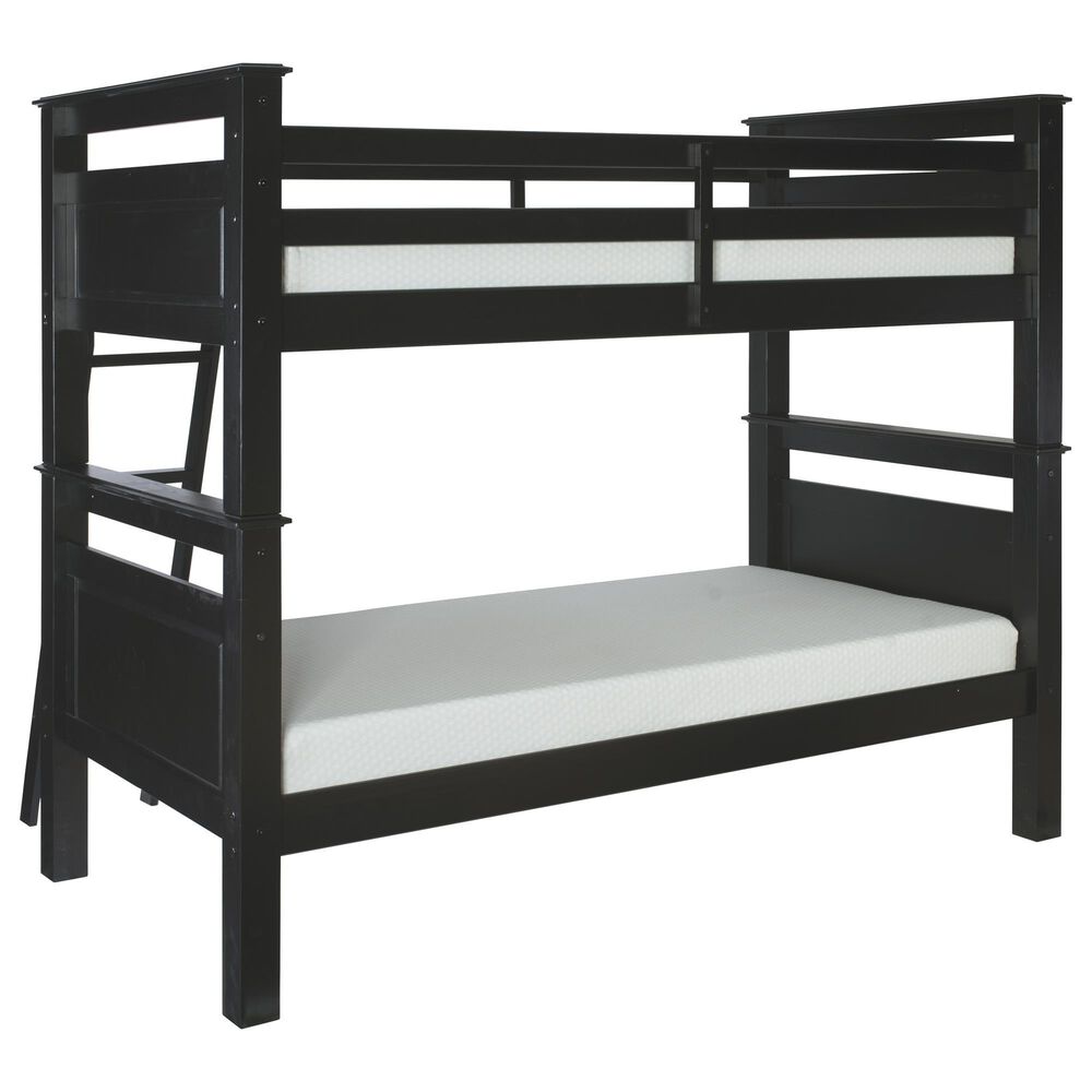 Linon Home Decor Beckett Twin Over Twin Bunk Bed in Black, , large