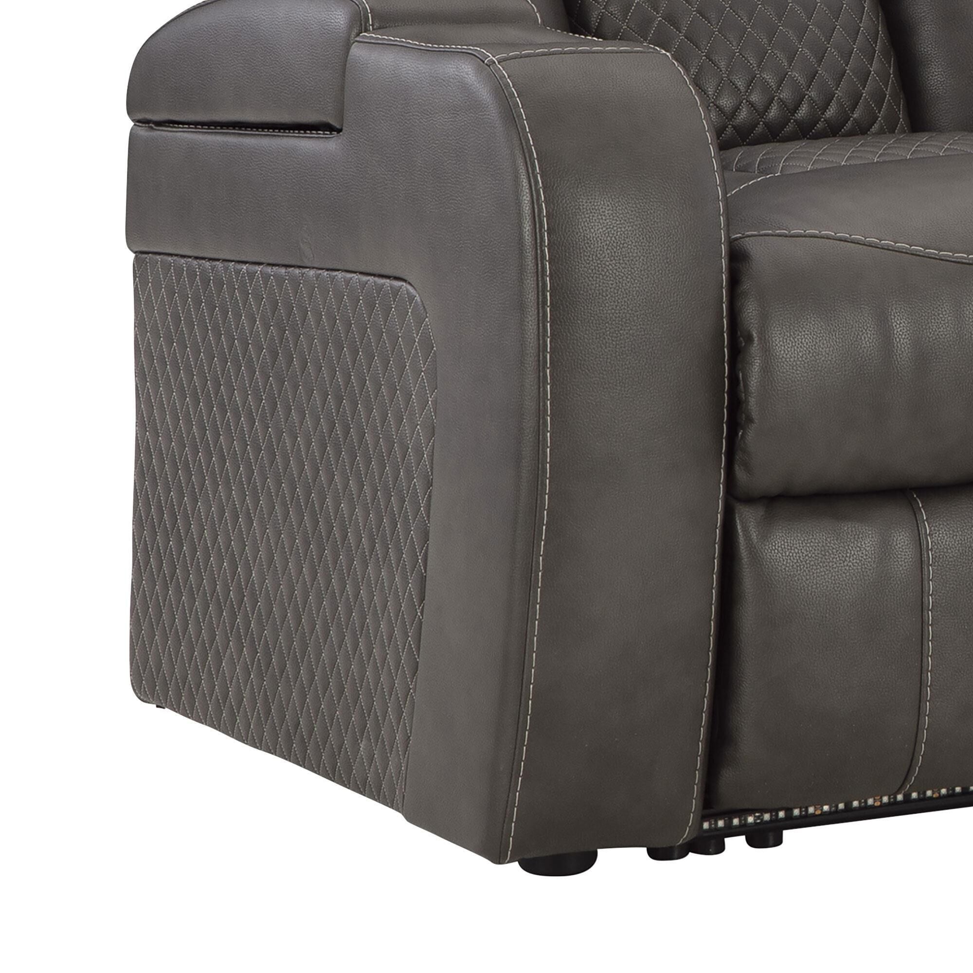 Ashley Fyne-Dyme Faux Leather Power Reclining Loveseat with