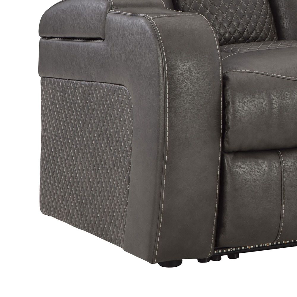 Ashley Fyne-Dyme  Faux Leather Power Reclining Loveseat with Console in Shadow, , large