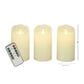 Maple and Jade Flameless Candle with Remote Control in Textured Beige (Set of 3), , large