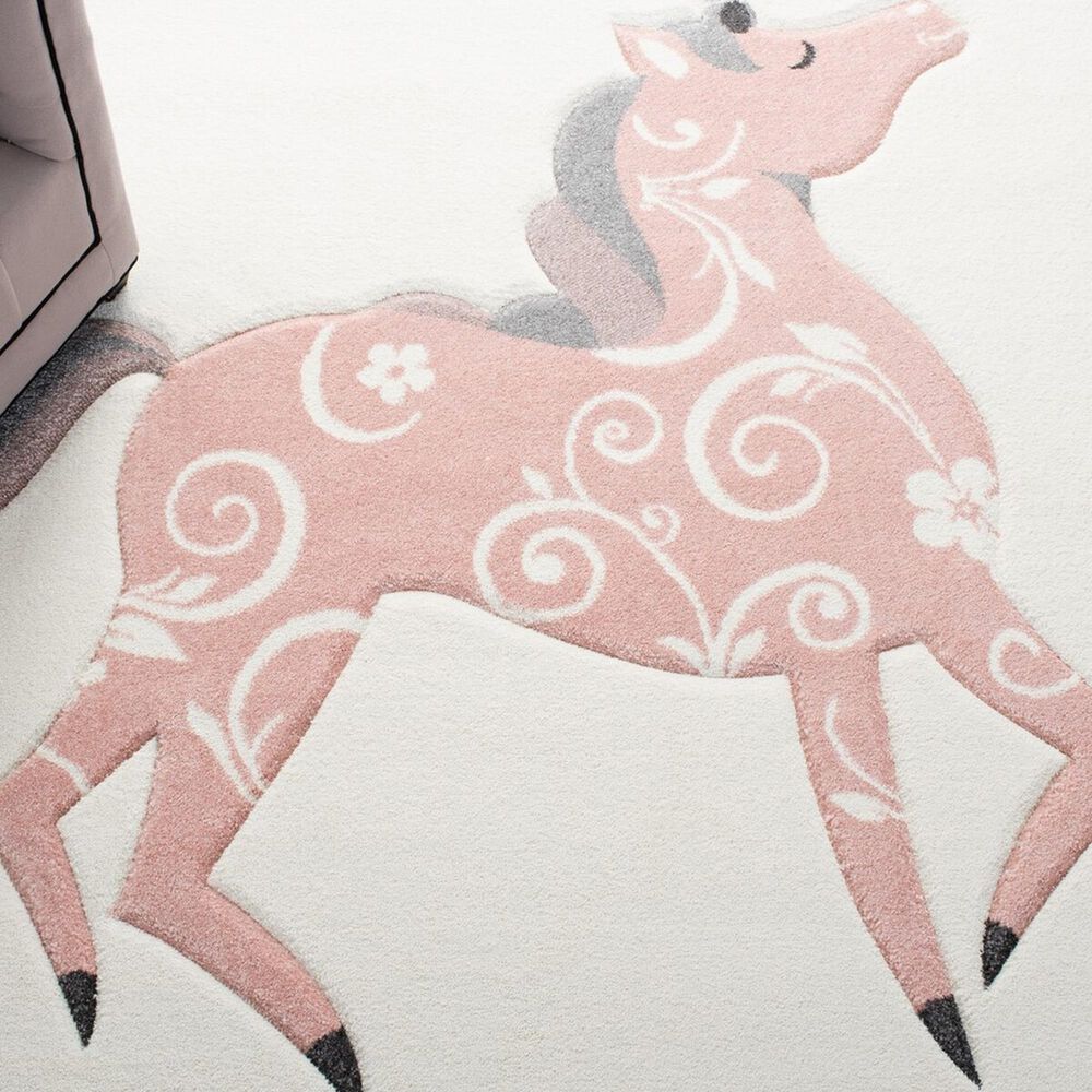 Safavieh Carousel CRK163 3&#39; Square Ivory and Pink Kids  Area Rug, , large