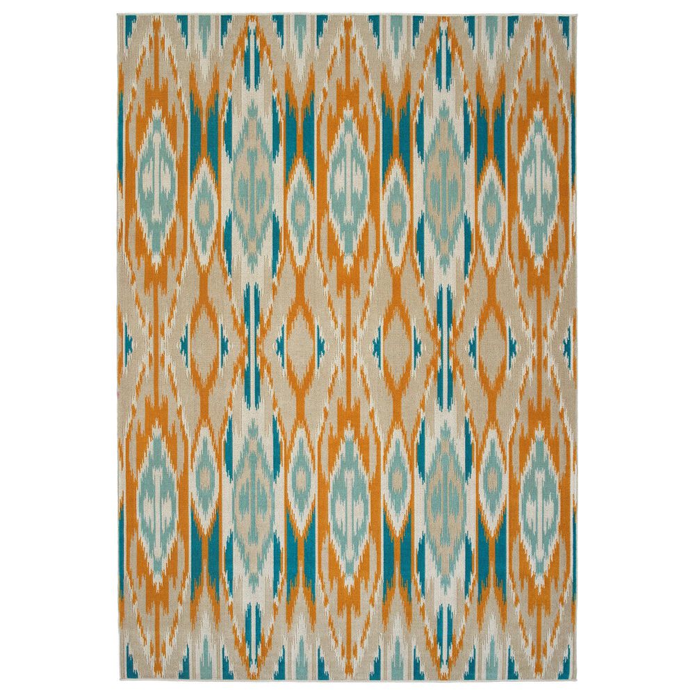 Kaleen Rugs Ostinata 5"3" x 7"3" Gold, Sand, Teal, Turquoise and Ivory Indoor/Outdoor Area Rug, , large