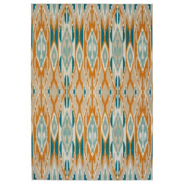 Kaleen Rugs Ostinata 5"3" x 7"3" Gold, Sand, Teal, Turquoise and Ivory Indoor/Outdoor Area Rug, , large