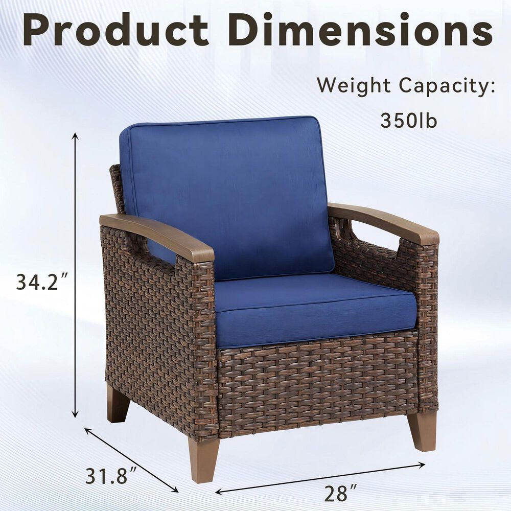 Sunwell Garden 5-Piece Patio Chat Set with Two Accent Chairs in Navy, , large