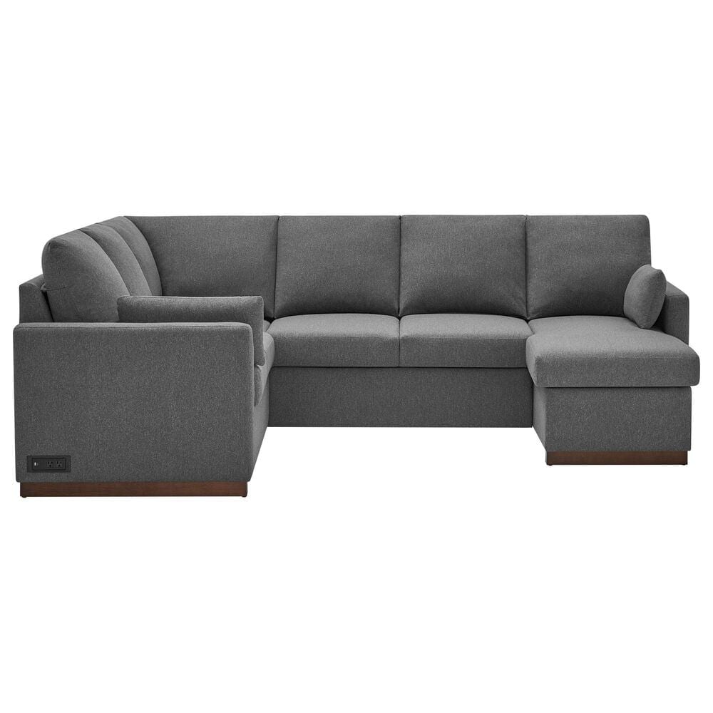 Lifestyle Solutions Edgewood Stationary Convertible Sleeper Sectional in Charcoal, , large