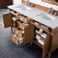 James Martin Vanities Brittany 72" Double Bathroom Vanity in Saddle Brown with 3 cm Eternal Jasmine Pearl Quartz Top and Rectangular Sink, , large
