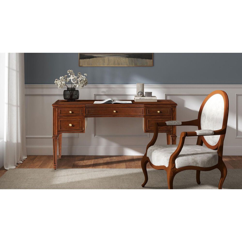 Jennifer Taylor Home Dauphin 5-Drawer Executive Desk in Walnut Brown, , large